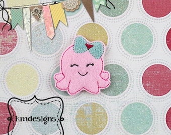 Cute Girl Octopus  Digital ITH Feltie Embroidery Design File