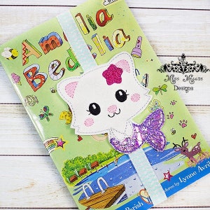 Cat Fish kitty bookmark ITH Embroidery design file