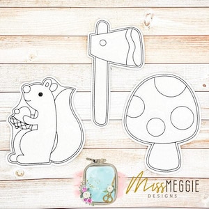 Flat Coloring dolls Squirrel Forest set ITH digital Embroidery designs 5×7 hoop