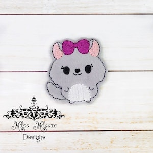 Cute Girl Chinchilla kawaii feltie ITH Embroidery design file