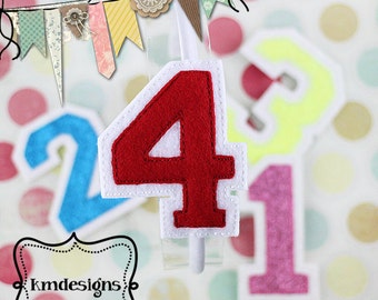 Numbers 1-4 Headband slide on oversized Felties ITH Embroidery Design Digital file  Birthday
