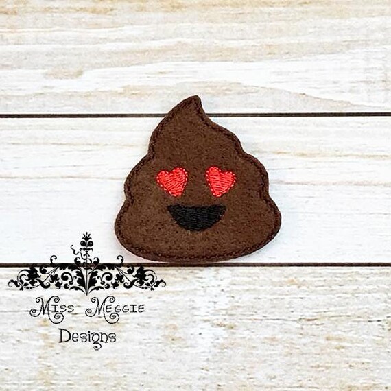 Poop Poopy Heart love Eyes feltie design ITH embroidery design