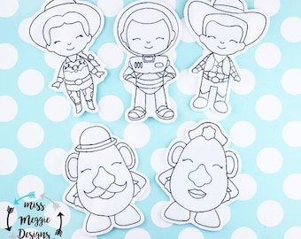 Cowboy Toys set of coloring dolls ITH Embroidery design file