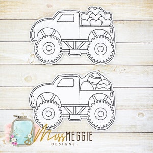Flat Coloring dolls story, Valentine and Easter Monster Truck ITH digital Embroidery designs