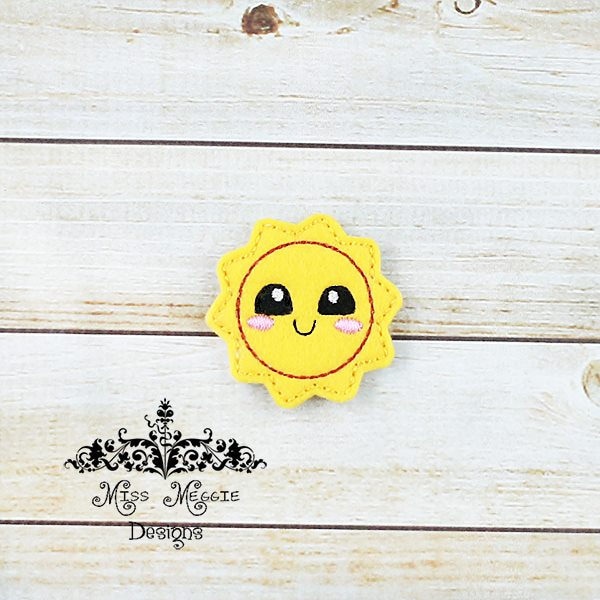 Kawaii Sun Cute Sunshine feltie ITH Embroidery design file