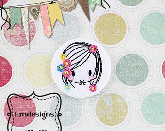 Blumenmädchen Lineart ITH Feltie Stickerei Design Digitaldatei
