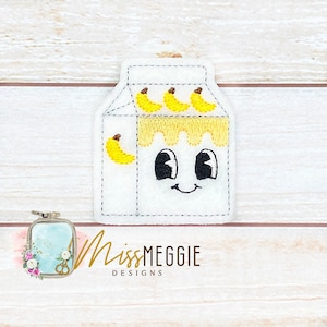 かわいいバナナミルク容器カートンフェルトITH刺繍デザインファイル