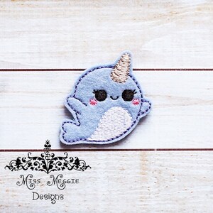 Narwhal Whale feltie ITH Embroidery design file