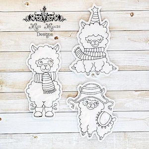 Llama set coloring dolls ITH Embroidery design file
