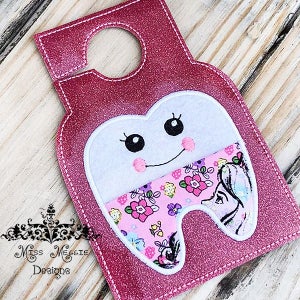 ITH Tooth Pocket Embroidery Design file - Tooth pocket Design - ITH Tooth - Machine Embroidery - Door Hanger Design - Tooth Fairy Design