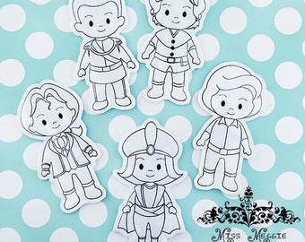 Prince Coloring Dolls Set Redwork set ITH Embroidery design