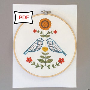 Folk Art Garden Embroidery Pattern • PDF Download Folk Art Craft Embroidery Pattern