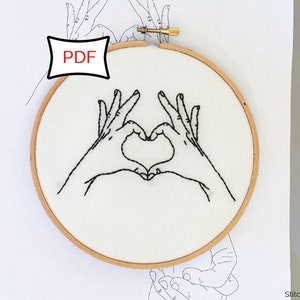 Hands in Love Embroidery Pattern • PDF Download Love Embroidery Pattern • ASL