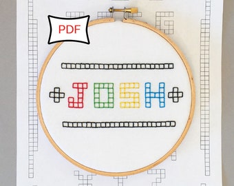 Pixel Alphabet Sampler • Hand Embroidery Pattern • PDF Download