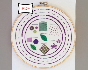 Embroidery Stitch Sampler • PDF Download • Embroidery Sampler Pattern Digital Download