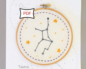 12 Zodiac Constellation Embroidery Patterns • PDF Download