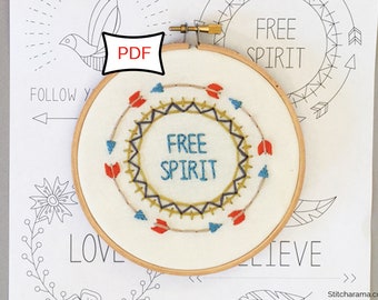 Boho Inspirational Embroidery Pattern • PDF Download