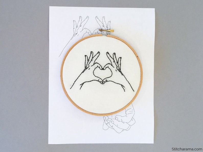 Hands in Love Embroidery Pattern PDF Download Love Embroidery Pattern ASL image 3