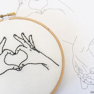 Hands in Love Embroidery Pattern PDF Download Love Embroidery Pattern ASL image 2