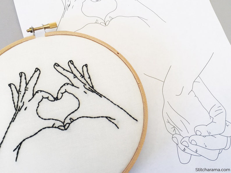 Hands in Love Embroidery Pattern PDF Download Love Embroidery Pattern ASL image 2