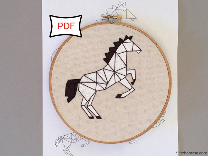 Geometric Horse Embroidery Pattern PDF Digital Download Hand Etsy