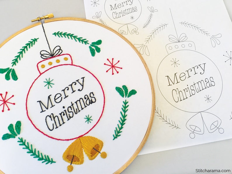 Christmas Cheer Holiday Embroidery Pattern \u2022 PDF Digital Embroidery Pattern \u2022 Christmas Ornament Embroidery Pattern \u2022 Christmas Decor