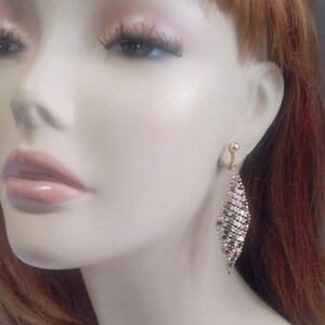 Clip-On Earrings Gold Drop Clip On Earrings in Fabulous Dazzling Mesh Gold Clip On Earrings, Fringe Clip Earrings, Dangle Clip-Ons, 811 image 3