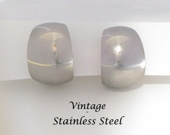 Vintage Clip-On Earrings: Stainless Steel Vintage Clip On Half Hoop Earrings | Designer Clip-On Earrings, Classic Vintage, Earrings, 154