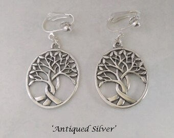 Clip On Earrings: Silver Clip On Earrings, Celtic Tree of Life | Silver Earrings, Fashion Earrings, Costume Earrings, Clip Earrings 552