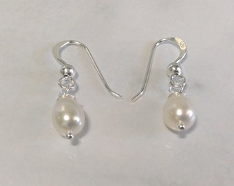 Pearl Earrings: Petite Sterling Silver Pearl Earrings - Freshwater Pearls | Gifts for Women, Drop Earrings, Earrings for Girls, Gift, 449