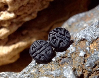 Tiny black studs For men viking earrings Lucky jewelry Celtic single stud earring Small black earring Gift for husband Present for boyfriend