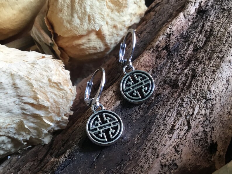 Celtic hoop earring dangle Men viking earrings Steel one Etsy