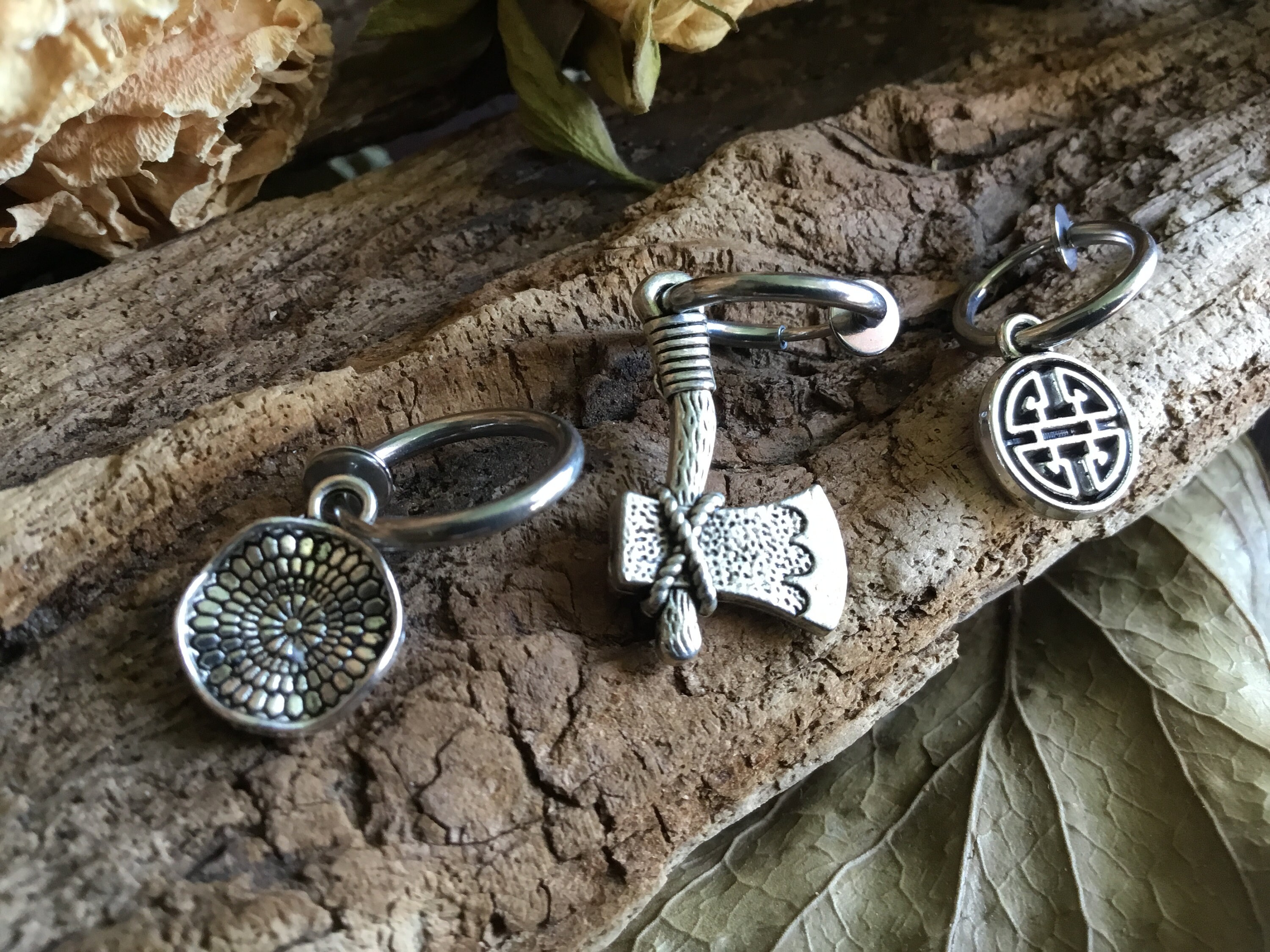 Hoop drop earring dangle For Viking lovers Clip up for men Etsy