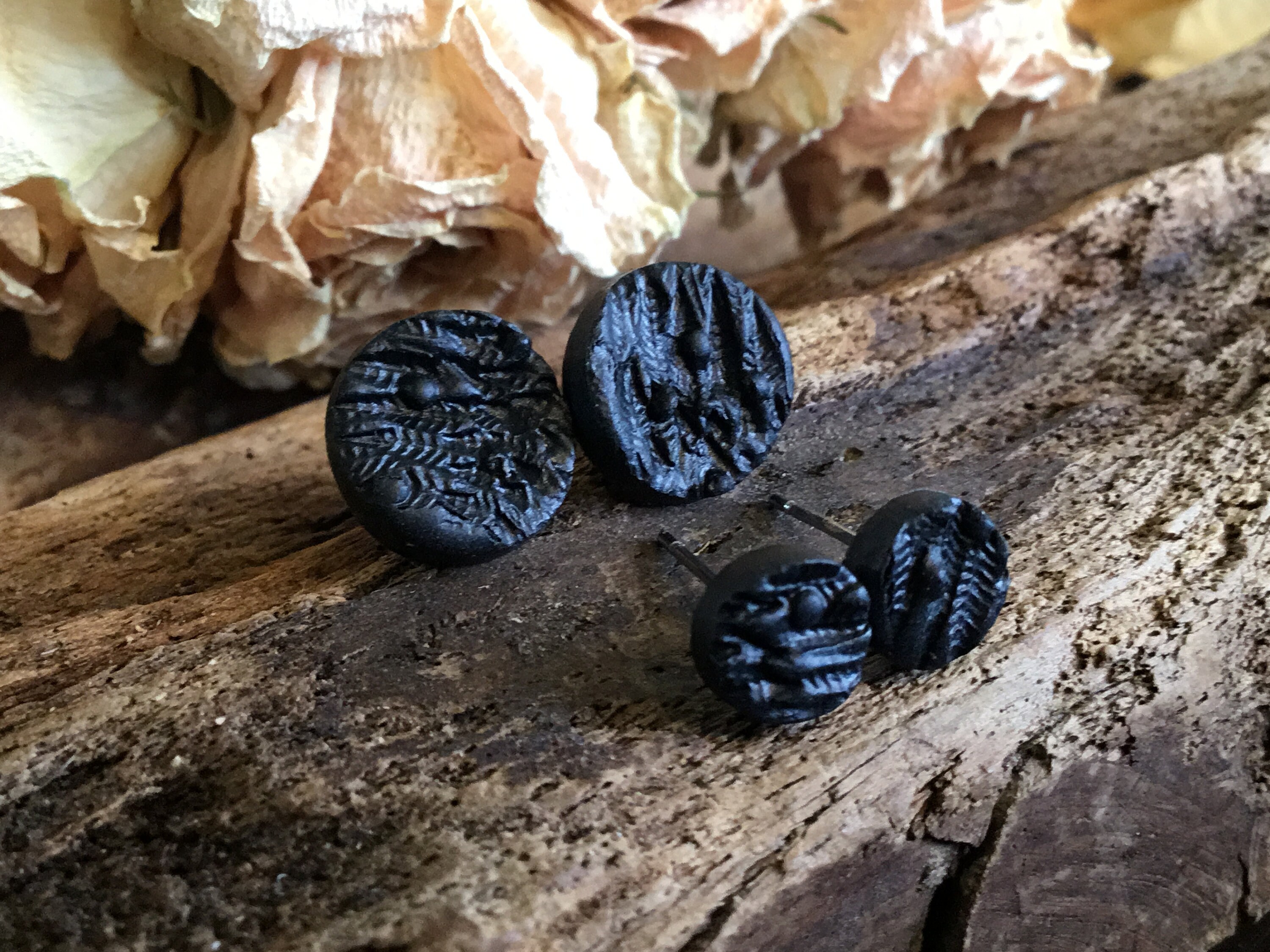 Mens black earrings Viking piercing male Circle studs for him Etsy