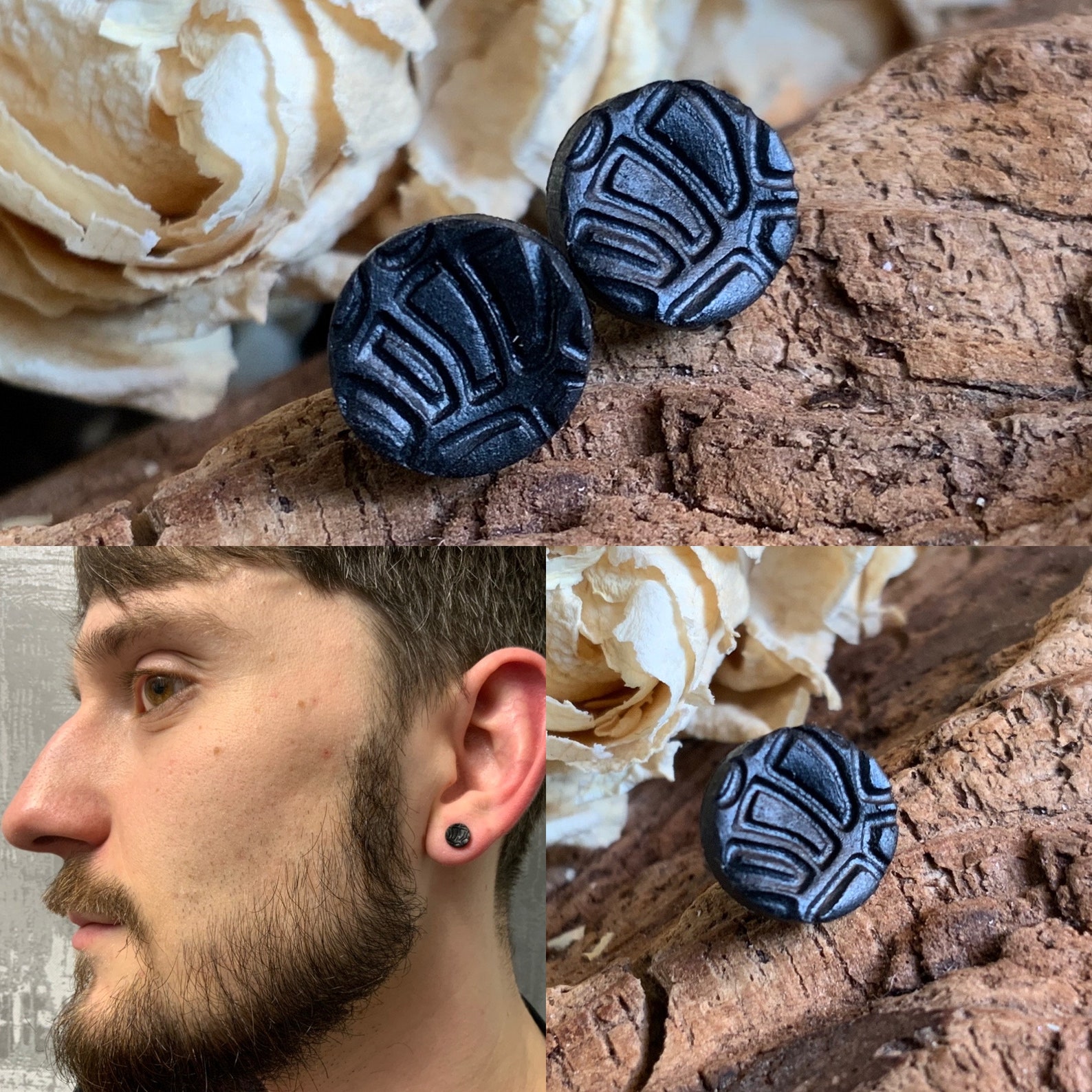 Men Small Black One Earring Male Viking Stud Mono Earring for Etsy UK