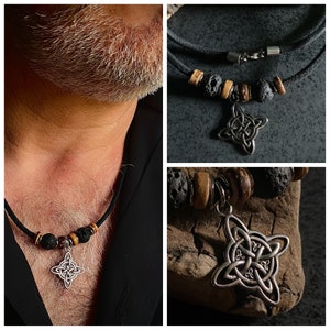 Celtic knot necklace for viking lovers Men Vikings symbol pendant Black suede choker for male Leather unisex jewelry Norse talisman for man