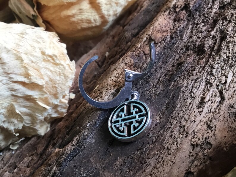 Celtic hoop earring dangle Men viking earrings Steel one Etsy