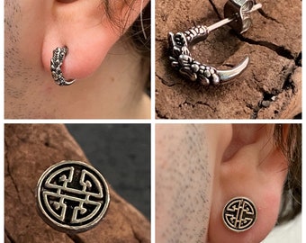 Boucles d'oreilles homme Viking pour les amateurs de Vikings, clou griffe de dragon, symboles scandinaves, bijoux de style nordique, motifs celtiques, clous pour petit ami, cadeau