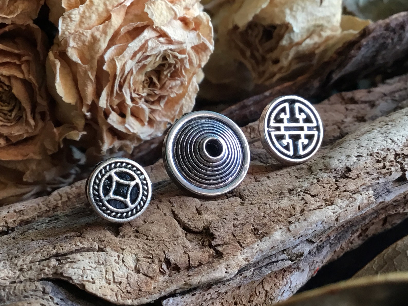 Men viking single earrings set 3 different Celtic studs One Etsy