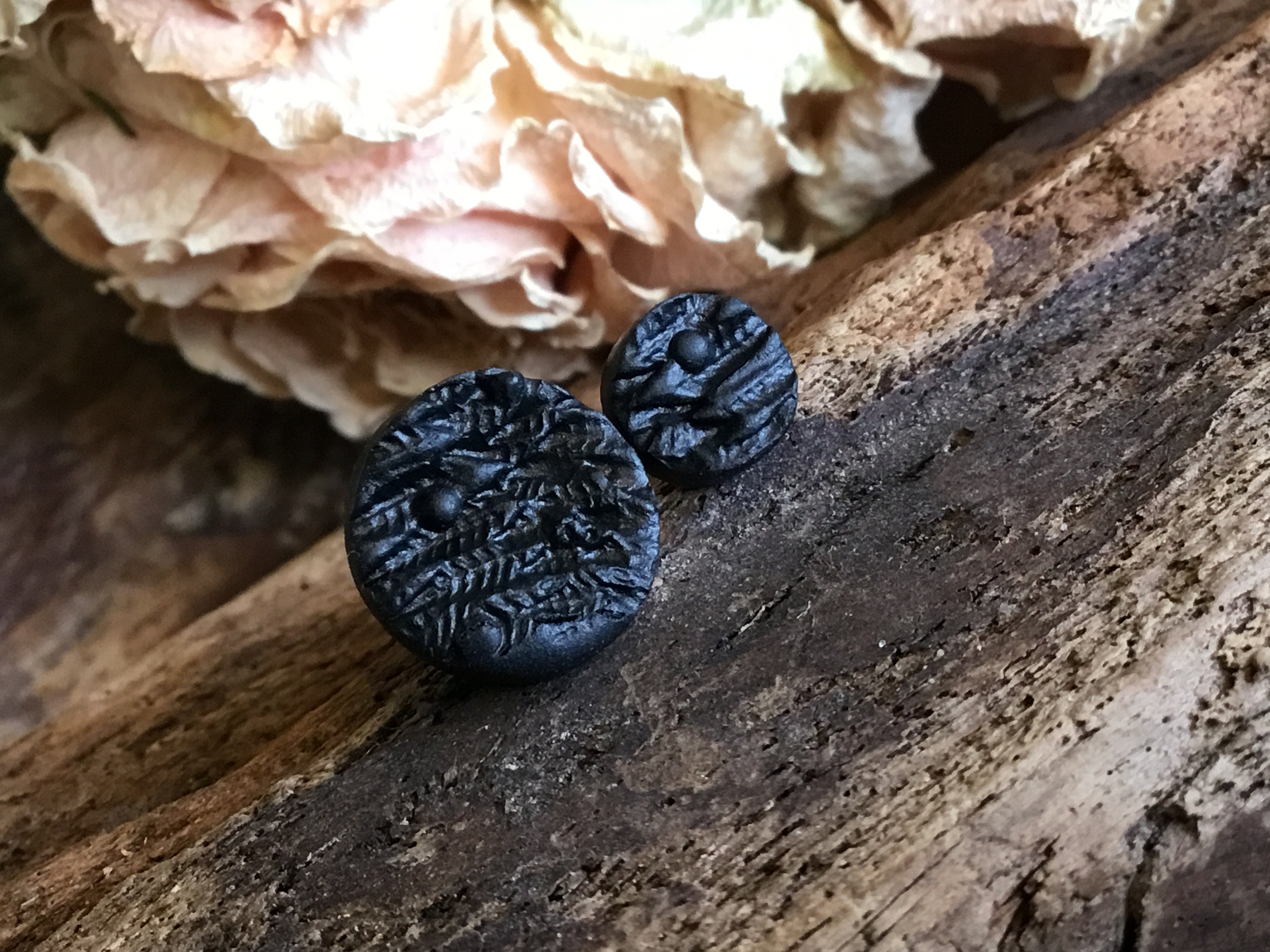 Mens black earrings Viking piercing male Circle studs for him Etsy