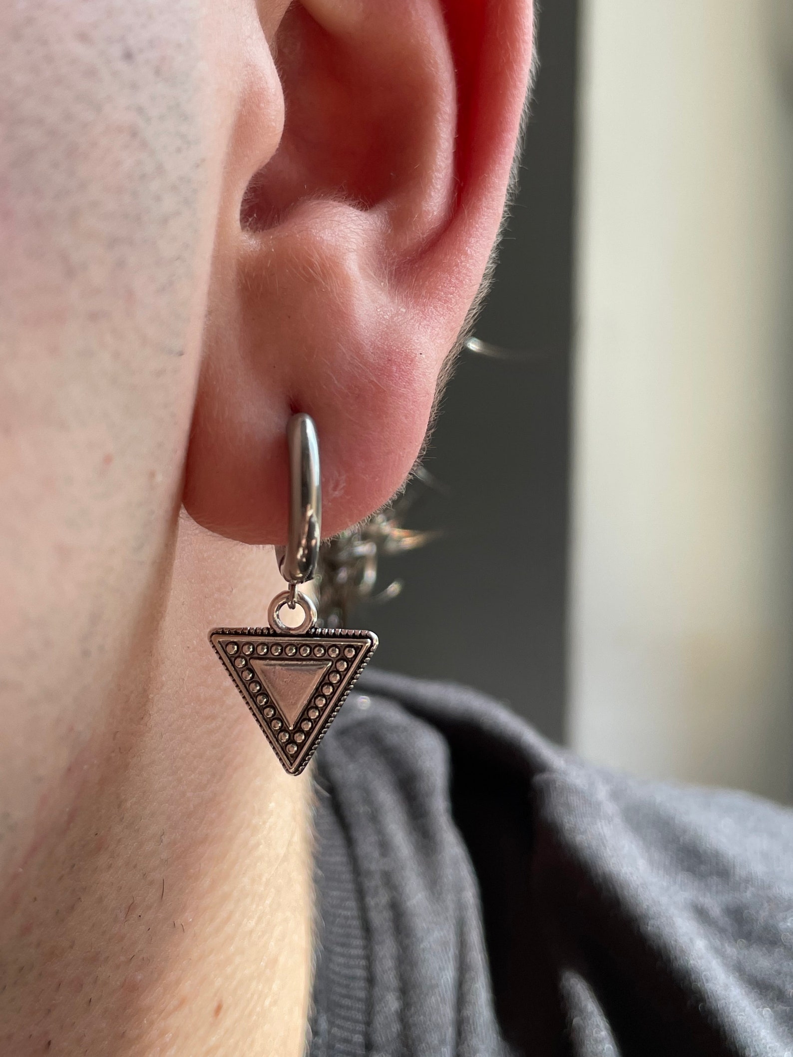 Men Viking Ring Earring Triangle Earrings for Male Stainless Etsy