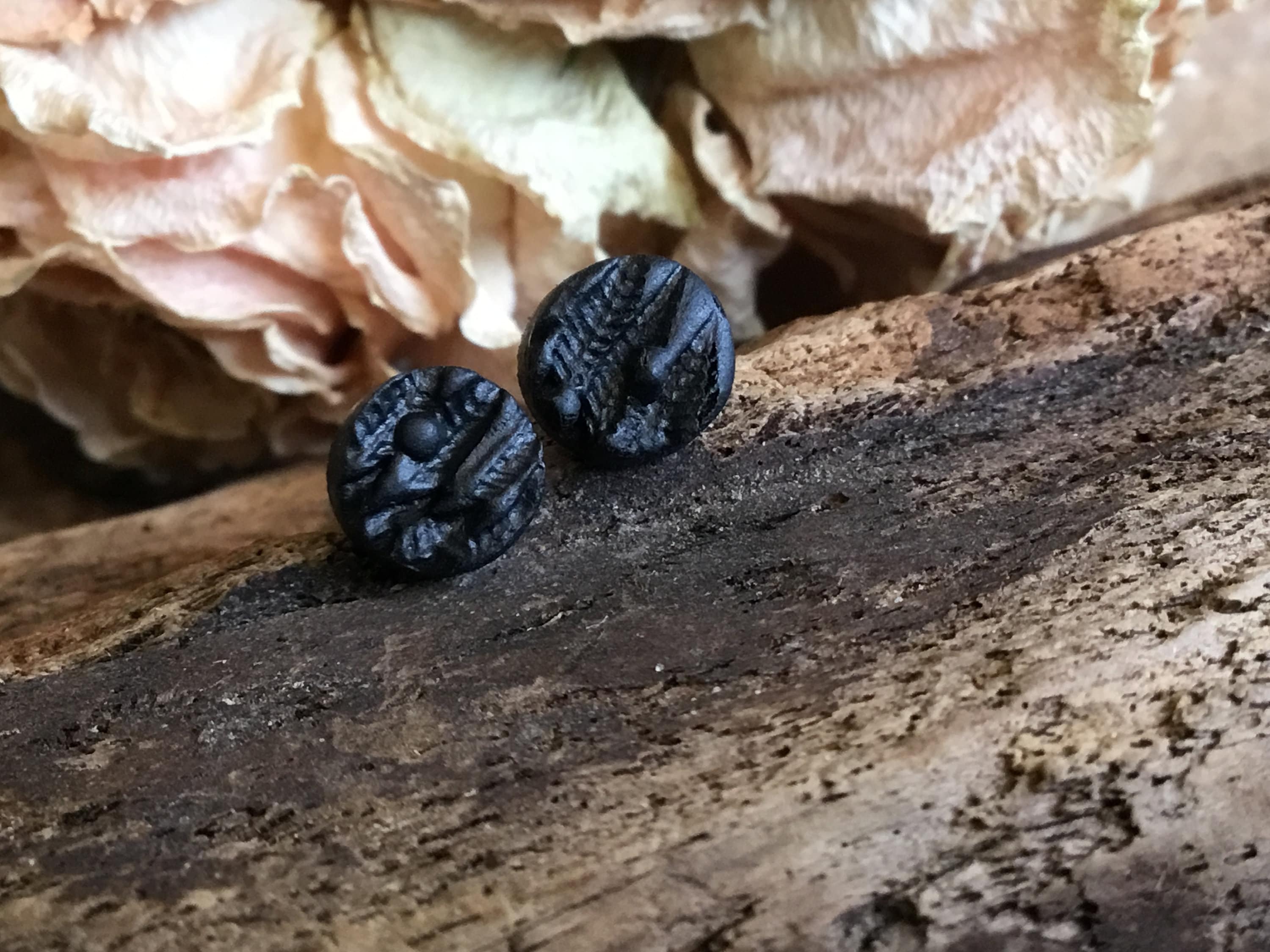 Mens black earrings Viking piercing male Circle studs for him Etsy