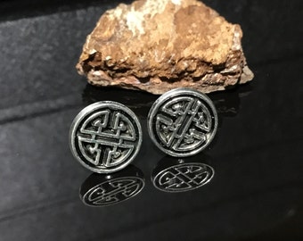 Men viking earrings Celtic pattern stud unisex One metal earring Gift for Vikings lovers Historical jewelry Male post for single piercing