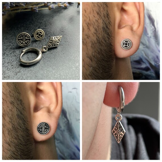 Men Vikings Earring Set Three Single Earrings Mono Earring for
