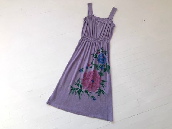 XS/S 70s Purple Floral Terrycloth Dress