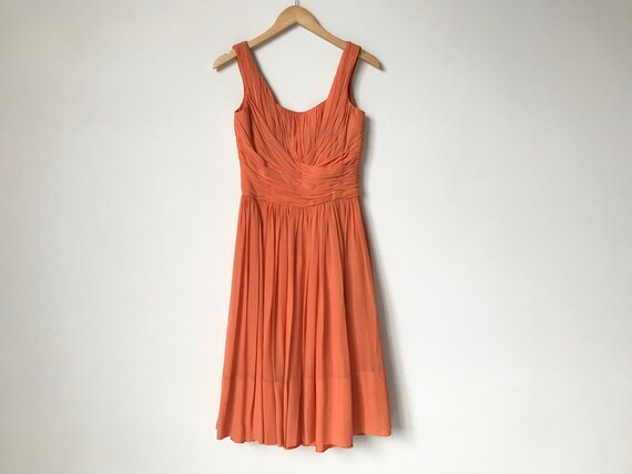 XS/S 1950s Tangerine Chiffon Dress