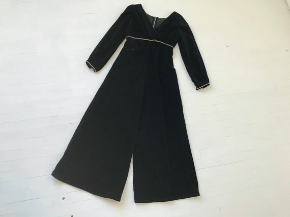 S/M 60s Black Velvet Diamanté Jumpsuit