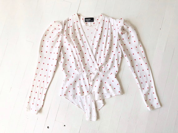 1980s Printed Peplum Top