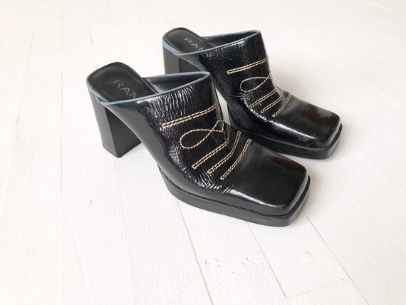 1990s Leather Western Mules