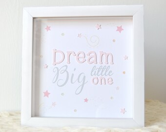 Dream Big Little One Papercuts Wall Art: art print, baby decor, nursery art, baby name, kids room, baby shower gift, party decor - LRD003PC